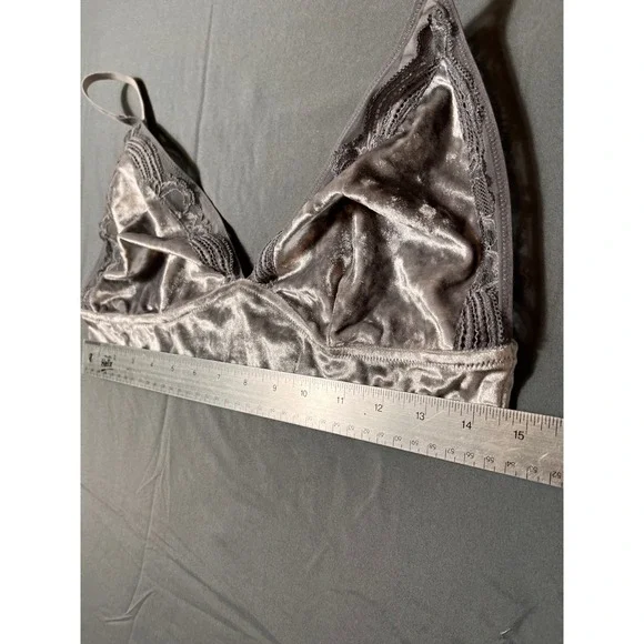 Soma XL Velvet Illusion Silver Velvet Lace Trim Bralette Soft Lingerie‎ - Picture 9 of 9